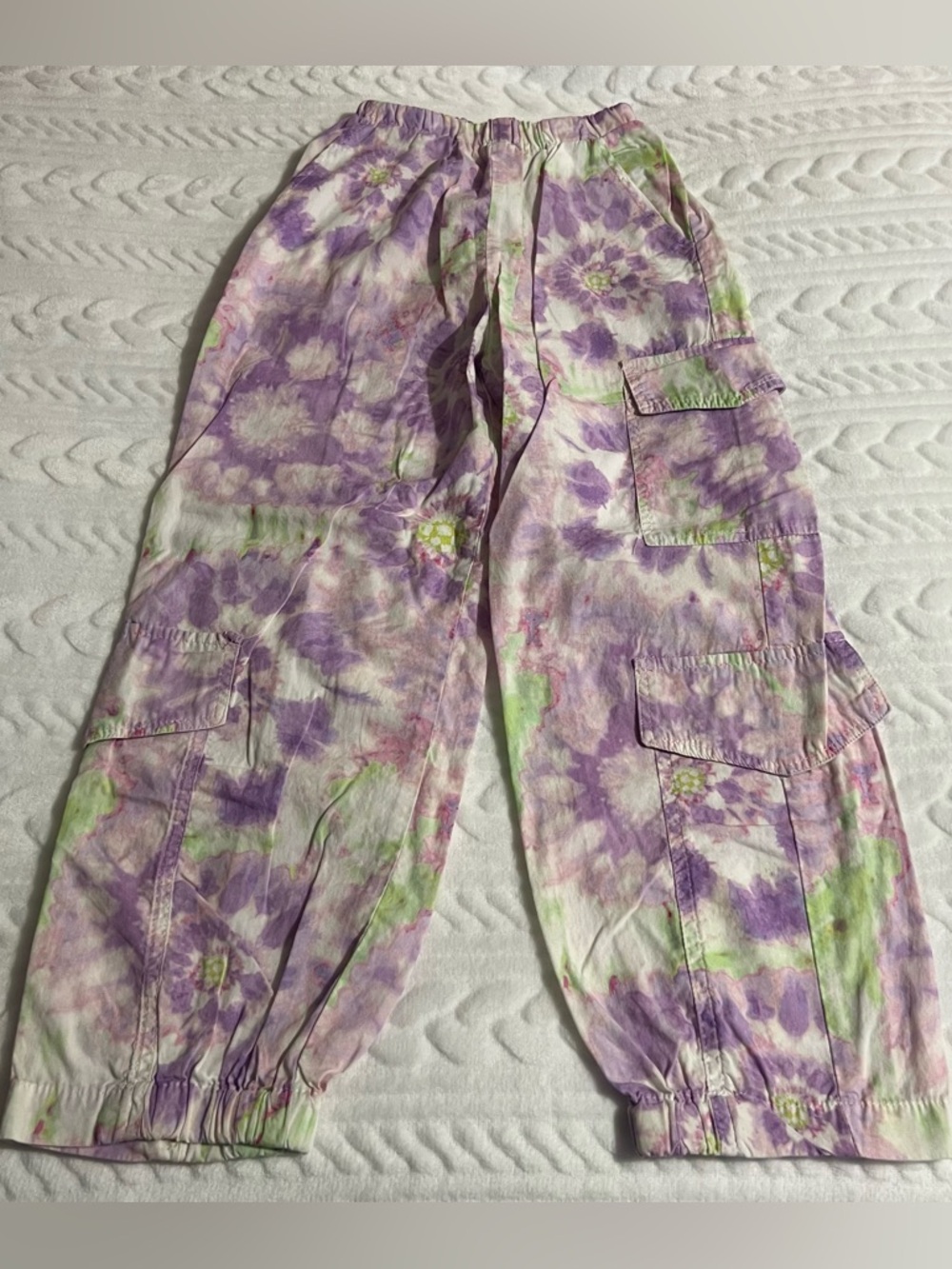 💗 Zara - Girls Tie-Dye Cargo Pants in Lavender and Green